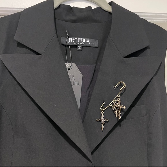 NWT Disturbia Oath Tailored Waistcoat Mini Dress Sleeveless US Size 4 Goth Y2K - Picture 9 of 13